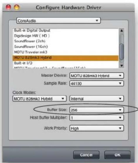 MOTU 828mk3 Hybrid - ADJUSTING THE AUDIO I/O BUFFER - 1