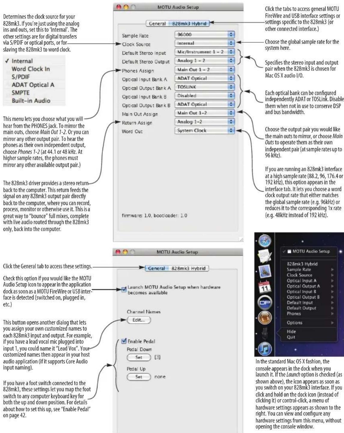 MOTU 828mk3 Hybrid - Quick Reference: MOTU Audio Setup - 1