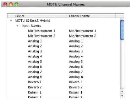 MOTU 828mk3 Hybrid - Edit Channel Names - 1