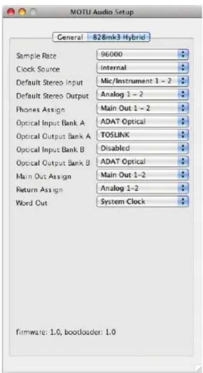 MOTU 828mk3 Hybrid - Sample Rate - 1
