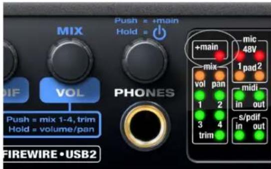 MOTU Audio Express - Volume control +main LED - 1