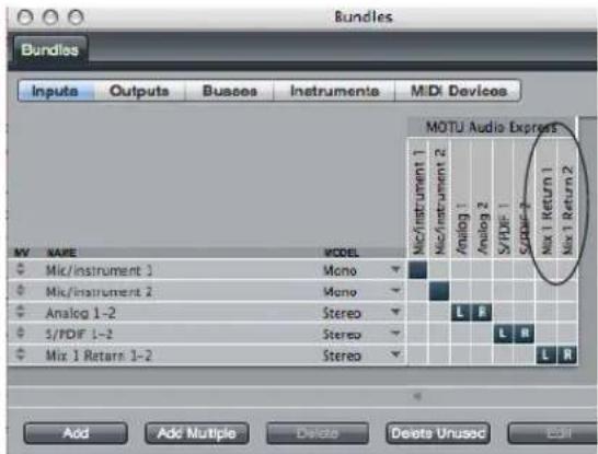 MOTU Audio Express - Mix1 Return 1-2 bus - 1