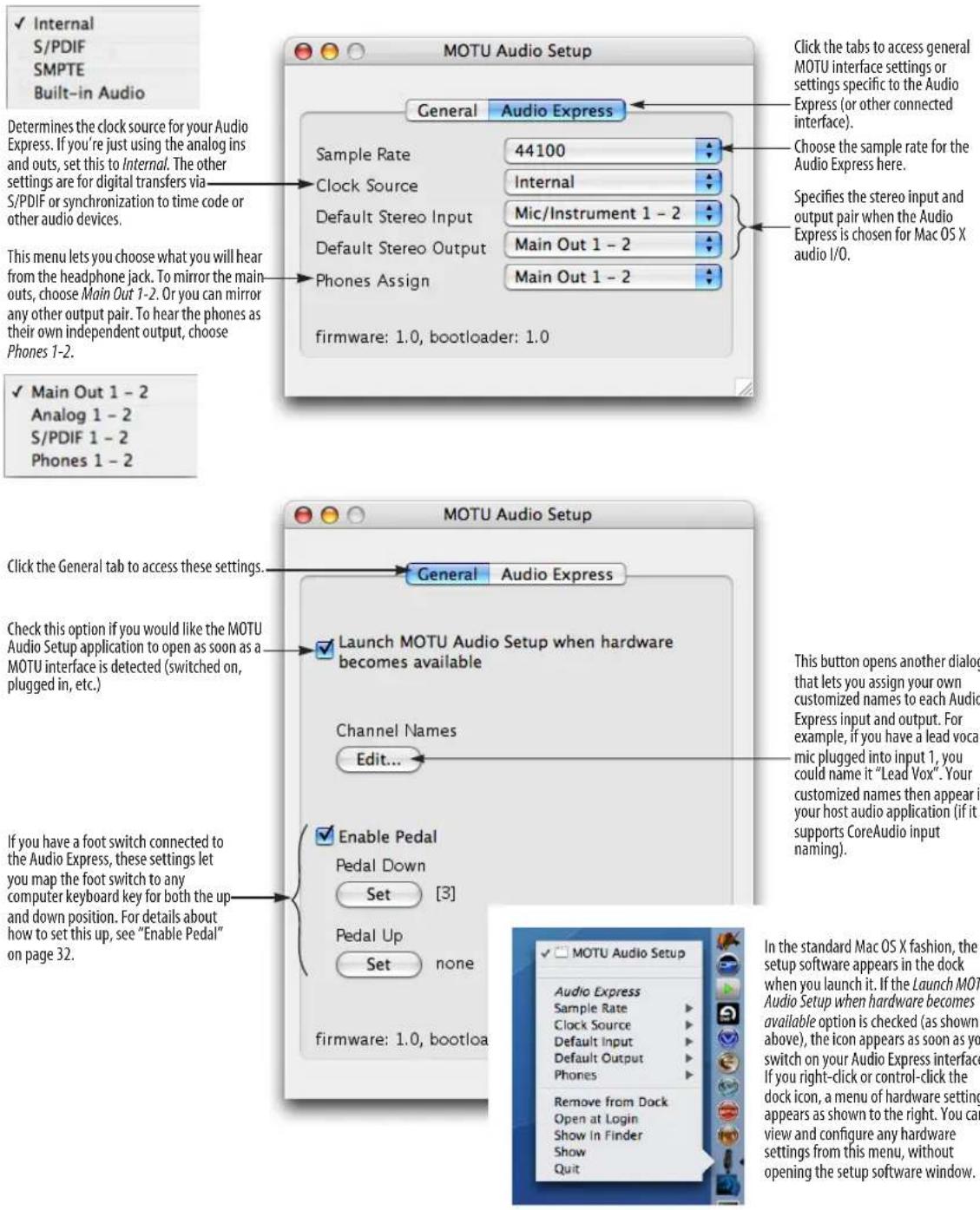 MOTU Audio Express - Quick Reference: MOTU Audio Setup - 1