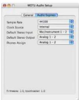 MOTU Audio Express - RUN MOTU AUDIO SETUP - 1