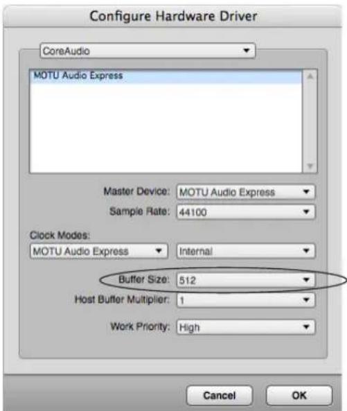 MOTU Audio Express - ADJUSTING THE AUDIO I/O BUFFER - 1