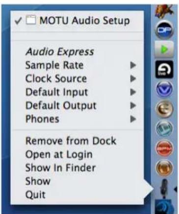 MOTU Audio Express - ACCESSING THE AUDIO EXPRESS SETTINGS - 1