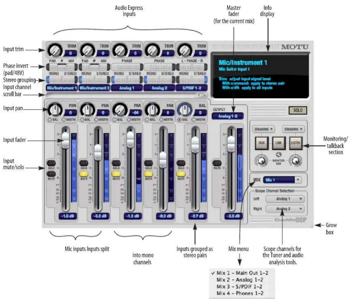 MOTU Audio Express - Widening the CueMix FX window - 1
