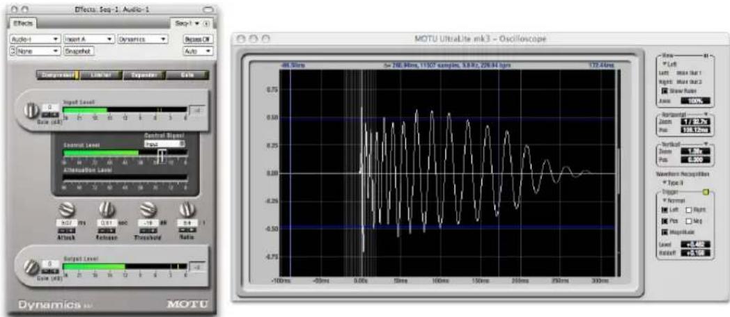 MOTU Audio Express - Viewing transients such as drum hits - 1