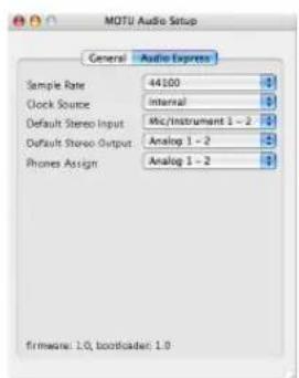 MOTU Audio Express - THE AUDIO EXPRESS SETTINGS - 2