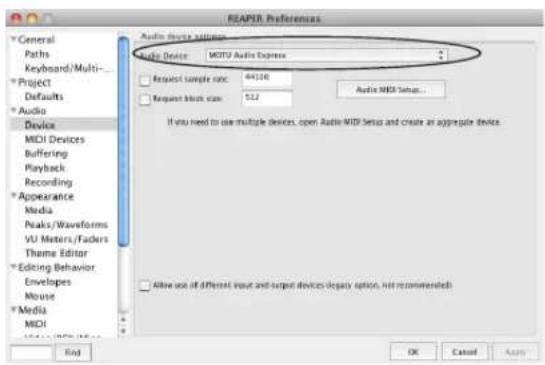 MOTU Audio Express - Reaper - 1