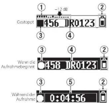 Gestoppt -12 dB 456_DR0123 Wenn die Aufnahmebeginnt 458_DR0123 Während der Aufnahme 0:04:56