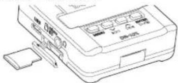 Technical line drawing of a device with labeled ports and buttons, showing internal components and control panel.