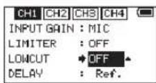 TASCAM DR-70D - Setting the low-cut filter - 1