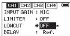 TASCAM DR-70D - Impostazione del filtro Low-Cut - 1