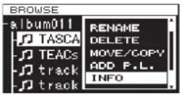 TASCAM DA-3000 - Viewing folder and file information - 2