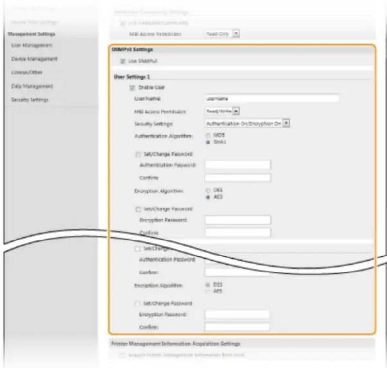 CANON ImageCLASS LBP622Cdw - Specify SNMPv3 settings. - 1