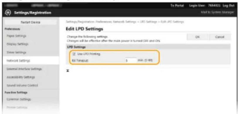 CANON ImageCLASS LBP622Cdw - ■Configuring LPD or RAW - 1