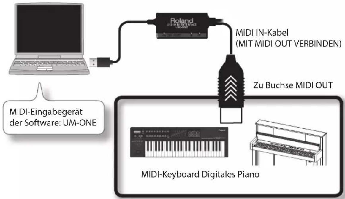 ROLAND UM-ONE mk2 - Aufnahme von MIDI-Daten, Wiedergabe über einen Software-Klangerzeuger - 1