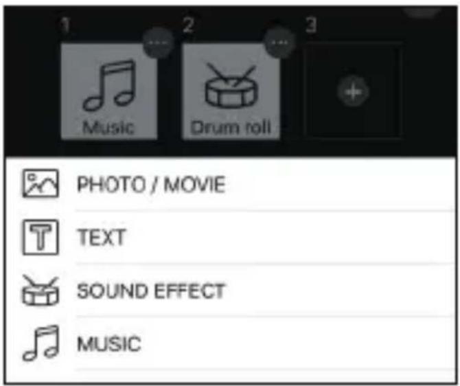 1 Music 2 Drum roll 3 PHOTO / MOVIE TEXT SOUND EFFECT MUSIC