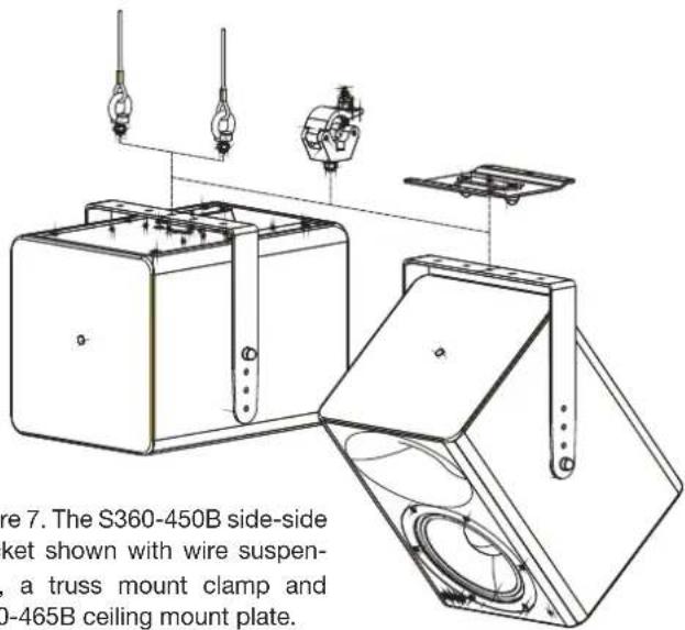 re 7. The S360-450B side-side ket shown with wire suspen- , a truss mount clamp and 0-465B ceiling mount plate.