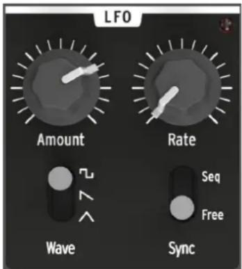 LFO Amount Rate Wave Sync Seq Free