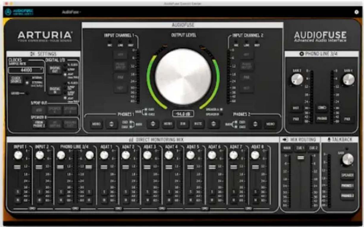 Arturia AudioFuse - Das AudioFuse Control Center - 1