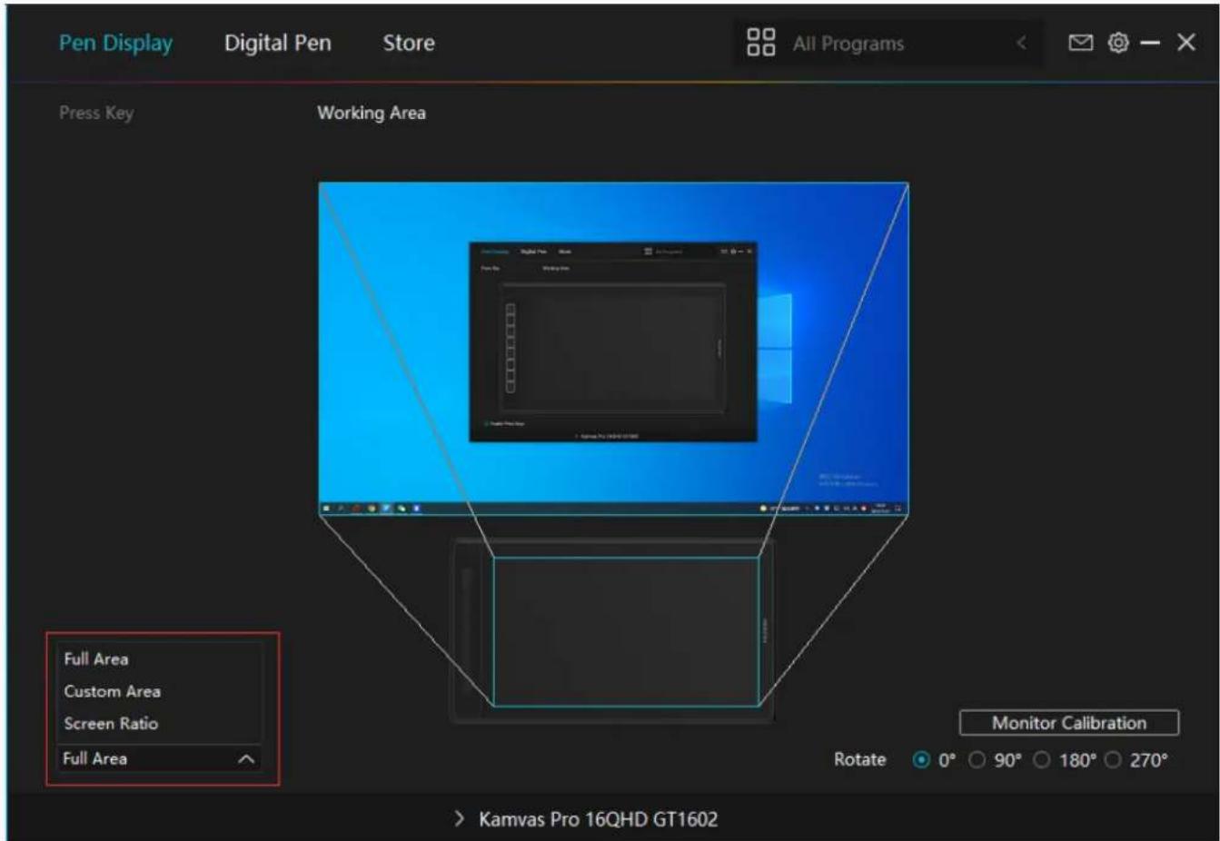 Huion Kamvas Pro 16 GT1561 - Working Area Setting - 1