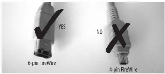 MOTU Track16 - 9-pin and 6-pin FireWire connectors - 1