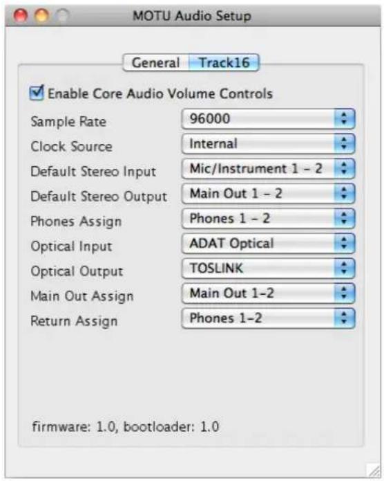 MOTU Track16 - Sample Rate - 1