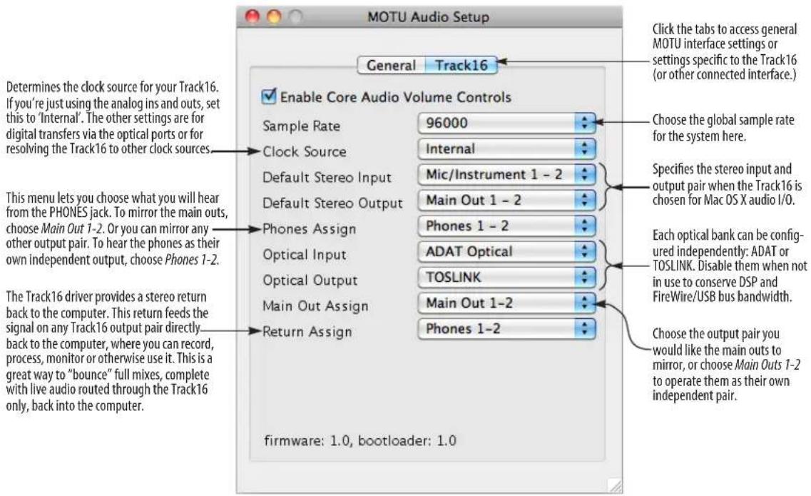 MOTU Track16 - Quick Reference: MOTU Audio Setup - 1