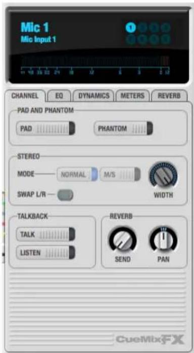 MOTU Track16 - The Channel tab - 1