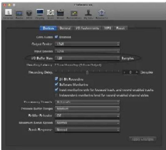 MOTU 16A - Adjusting buffer size on Mac OS X - 3