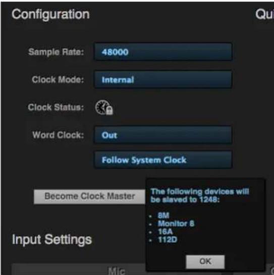 MOTU 16A - Choosing a master clock - 1