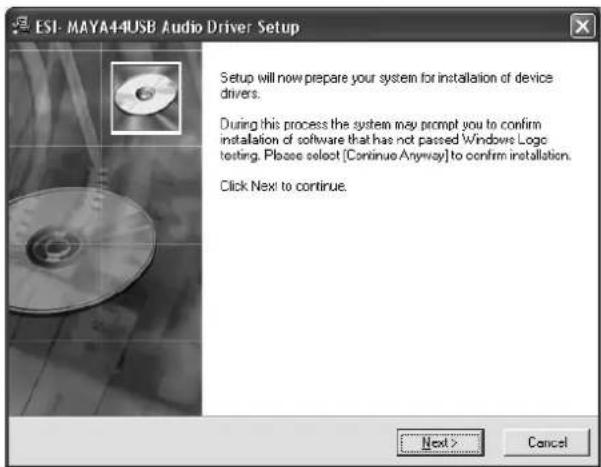 ESI Maya44 USB+ - Installation unter Windows XP - 2
