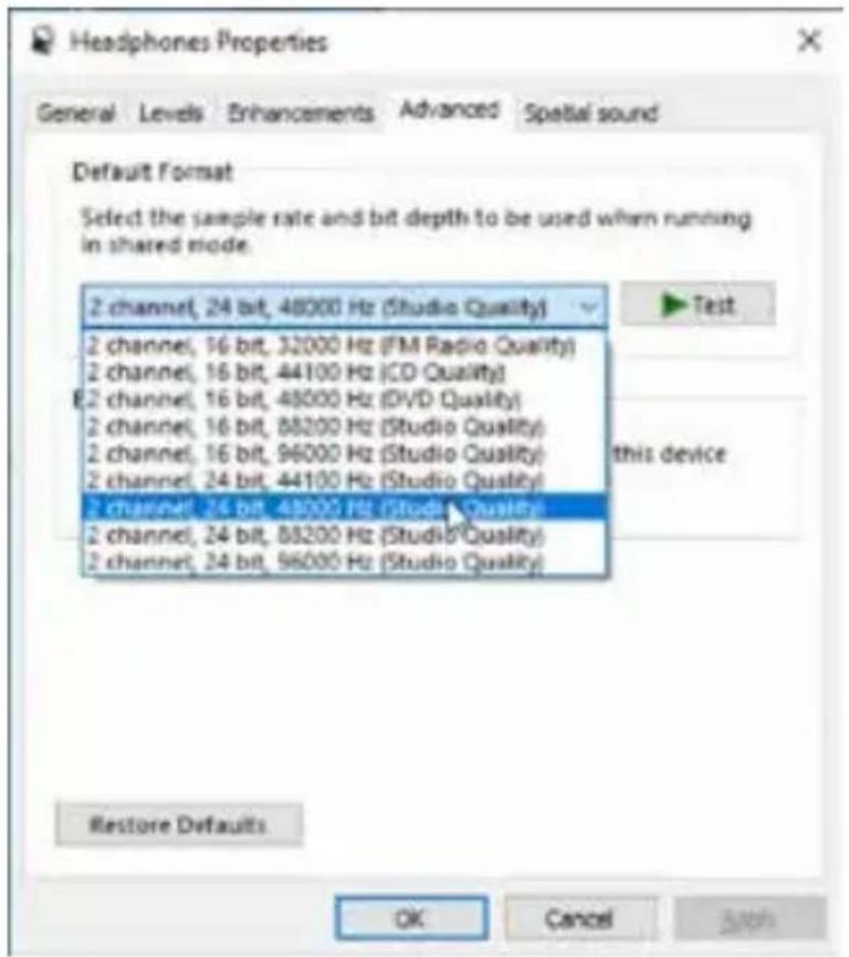 SAMSON Satellite - Configuración de la frecuencia de muestreo en Windows - 1