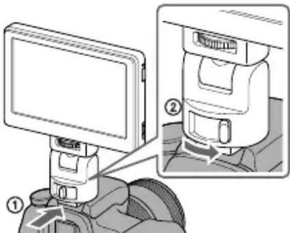 SONY CLM-V55 - Bij gebruik van de zelfvergrendelende accessoresschoen: - 1