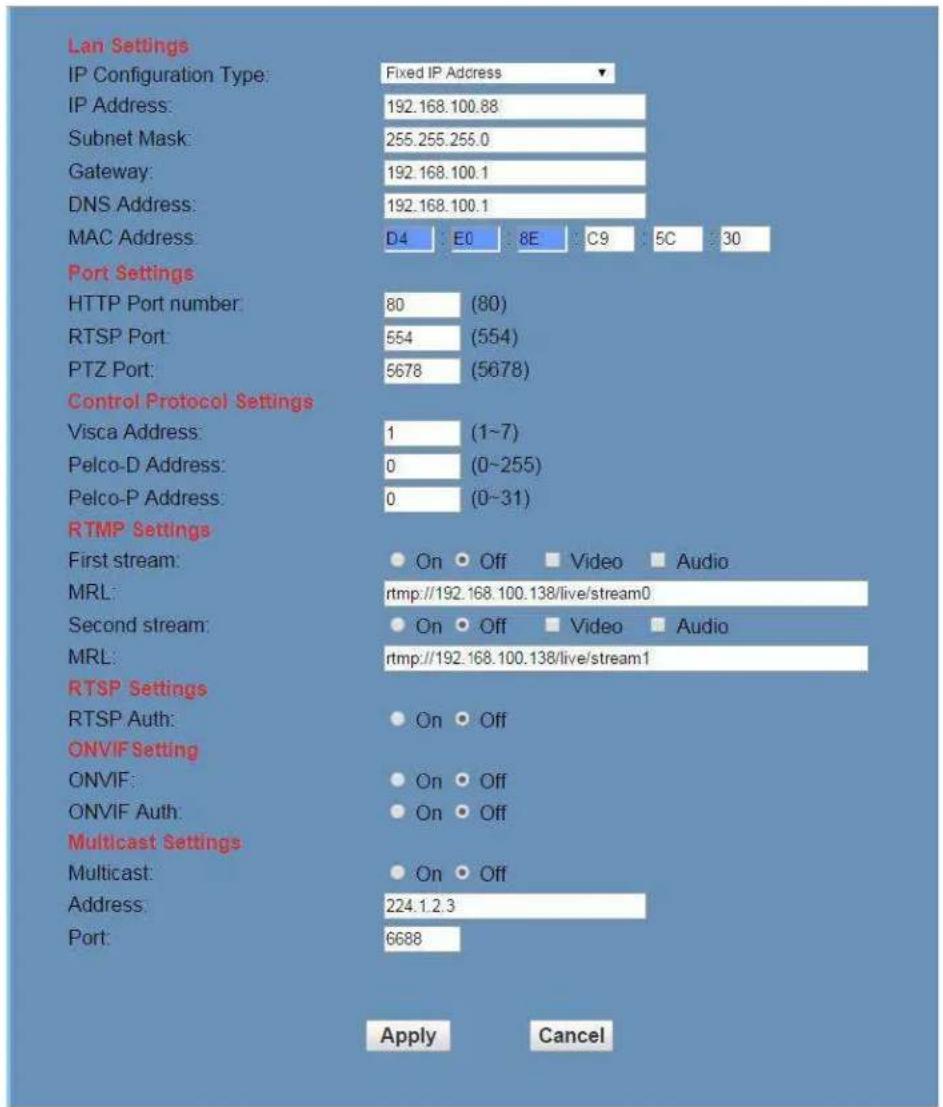 PTZ Optics 12x-SDI Gen2 - Network Settings - 1