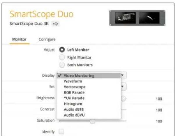 Blackmagic Design SmartView Duo - Paramètres du moniteur - 1