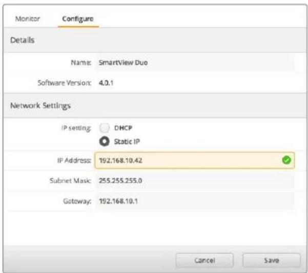 Blackmagic Design SmartView Duo - Impostazioni di rete - 2