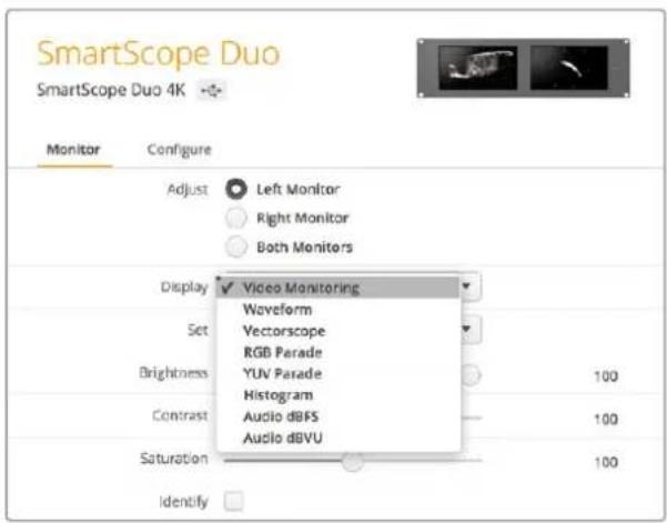 Blackmagic Design SmartView Duo - Ajustes del monitor - 1