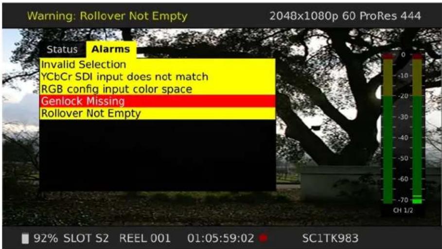 AJA Ki Pro Ultra 12G - Alarm Status - 1