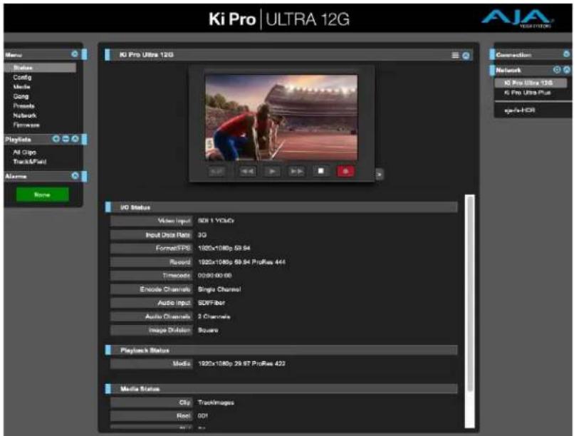 AJA Ki Pro Ultra 12G - Chapter 5 – Browser Remote Control - 1
