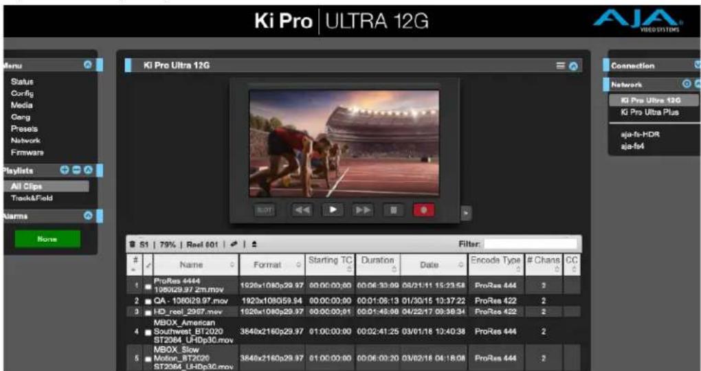 AJA Ki Pro Ultra 12G - Playlists - 1