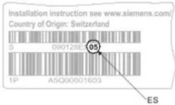 Installation instruction see www.siemens.com/ Country of Origin: Switzerland S 090128E505 1P A5Q00001603 ES
