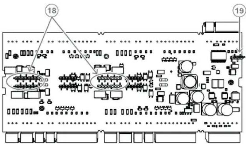 Technical diagram of an electronic circuit board with labeled components and numbered annotations