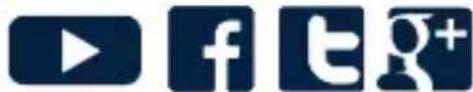 Row of social media platform icons including YouTube, Facebook, Twitter, and Google+