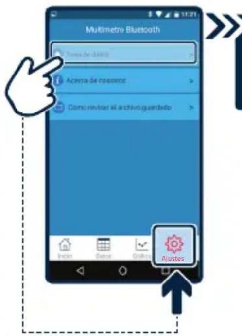 Multimetro Bluetooth Tama de díaz Acrepa de ciascero Cómo revisar el archivo guardado Ajustes