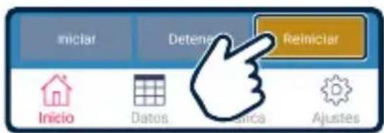 Iniciar Detener Reliniciar Inicio Datos Ajustes