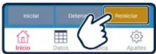 Iniciar Detener Reliniciar Inicio Datos Ajustes