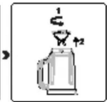 Diagram of a coffee maker with labeled parts and directional arrows indicating flow or movement